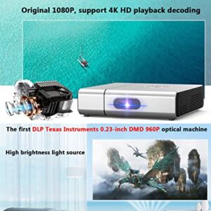 Portable Projector Native 1080P 5G WiFi Bluetooth Projector 25000L True 3D Blu-ray/4K Super Color-300 inch Suitable for Home Theater, Commercial Outdoor, Compatible with iOS/Android/TV