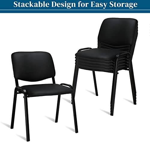 VINGLI Waiting Room Chairs, 5-Pack PU Church Chairs Conference Room Chairs Stackable Chairs, Office Guest Chairs & Reception Chairs Stacking Chairs for Meeting Room, Office Lobby, Simple&Space-Saving