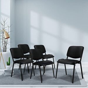 VINGLI Waiting Room Chairs, 5-Pack PU Church Chairs Conference Room Chairs Stackable Chairs, Office Guest Chairs & Reception Chairs Stacking Chairs for Meeting Room, Office Lobby, Simple&Space-Saving