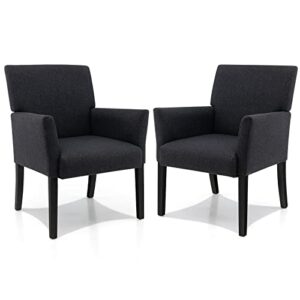 powerstone executive accent chair fabric guest chair office chair reception waiting room armchair with wooden legs single sofa home theater seating 2pcs, black