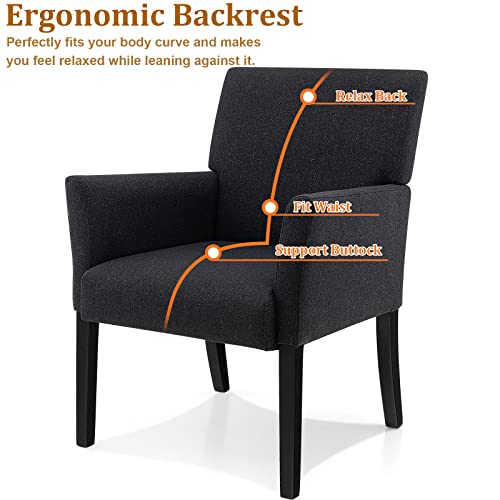 POWERSTONE Executive Accent Chair Fabric Guest Chair Office Chair Reception Waiting Room Armchair with Wooden Legs Single Sofa Home Theater Seating 2pcs, Black