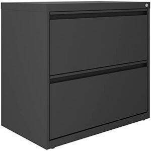 hirsh 30 inch wide 2 drawer lateral 101 file cabinet in charcoal, fully assembled