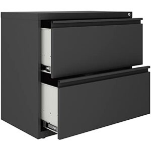 Hirsh 30 inch Wide 2 Drawer Lateral 101 File Cabinet in Charcoal, Fully Assembled