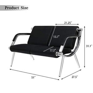 Kinfant 5-Seat Waiting Room Chairs Sofa Furniture - Office Guest Reception Chair with Armrest for Waiting Room Airport Hospital Bank (Black - PU)