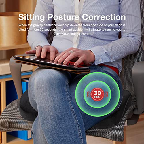 KEPTFIT Intelligent Office Chair Seat Cushion, Sedentary Reminder Gel Memory Foam Desk Car Seat Cushions for Back, Coccyx, Tailbone Pain Relief (Black)