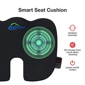 KEPTFIT Intelligent Office Chair Seat Cushion, Sedentary Reminder Gel Memory Foam Desk Car Seat Cushions for Back, Coccyx, Tailbone Pain Relief (Black)