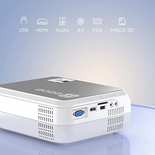 Mini WiFi Projector,1080P HD Supported Portable Projector, 8000L Brightness & 200'' Display Video Projectors for Outdoor Movie Night, Compatible w/TV Stick, PC, Laptop, White, Home Projector