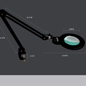 Neatfi (New Model XL Bifocals 1,200 Lumens Super LED Magnifying Lamp with Clamp, 6 Inches Lens, 4 Level Brightness, Correlated Color Temperature Control, 12W, 120 Pcs SMD LED (Black)