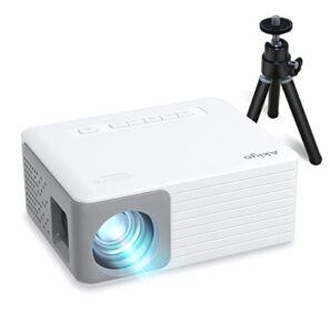 mini projector, akiyo portable movie projector for outdoor, support 1080p, ±15° keystone, max 120″ screen, for kids, young, gift, compatible with smartphone, computer, tv stick, u disk, speaker