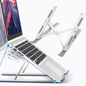 tengyi t up portable laptop stand, multi-angle riser with heat-vent, aluminum x-shaped computer holder with anti-slip rubber compatible with 9-15.6 inch notebooks pad and so on (silver)