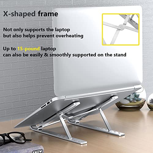 TENGYI T up Portable Laptop Stand, Multi-Angle Riser with Heat-Vent, Aluminum X-Shaped Computer Holder with Anti-Slip Rubber Compatible with 9-15.6 inch Notebooks PAD and so on (Silver)