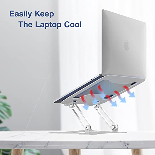 Targeal Adjustable Laptop Stand,Portable Desk Laptop Computer Stand Riser&Multi-Angle Stand with Heat-Vent to Elevate Laptop Holder for Mac,Notebook,Lenovo More10-17 Laptop (Silver)