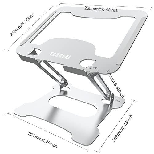 Targeal Adjustable Laptop Stand,Portable Desk Laptop Computer Stand Riser&Multi-Angle Stand with Heat-Vent to Elevate Laptop Holder for Mac,Notebook,Lenovo More10-17 Laptop (Silver)