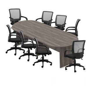 gof 6ft, 8ft, 10ft conference table chair set, artisan grey, cherry, espresso, mahogany, walnut (10ft with 8 chairs, artisan grey)