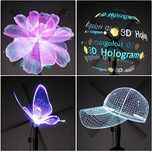 VEVOR 3D Holographic Fan 42cm Diameters Hologram Fan with 224 Led Lamps 3D Hologram Projector 450x224 Resolution Holographic Led Fan Display Support for Windows XP/7/8/10/Android Advertising Display