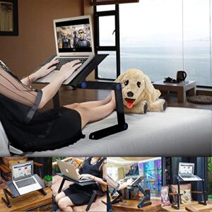 Laptop Table, Adjustable Laptop Bed Table, Laptop Computer Stand, Portable Laptop Workstation Notebook Stand Reading Holder with 2 CPU Cooling Fans and Mouse Pad in Bed Couch Sofa Office (New-version)