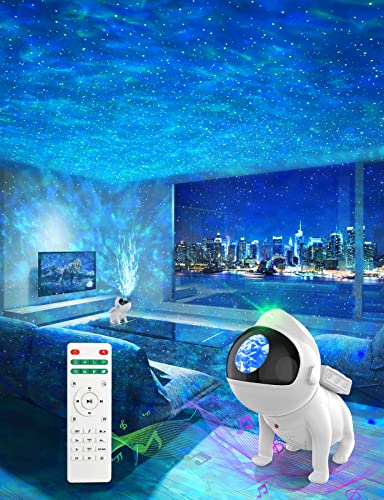 Rossetta Star Projector, Galaxy Projector for Bedroom, Space Dog Galaxy Light Projector LED Desk Lamp with Bluetooth Speaker and White Noise, Night Light for Kids Adults Game Room Decor, Home Office