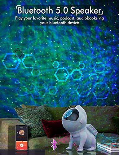 Rossetta Star Projector, Galaxy Projector for Bedroom, Space Dog Galaxy Light Projector LED Desk Lamp with Bluetooth Speaker and White Noise, Night Light for Kids Adults Game Room Decor, Home Office