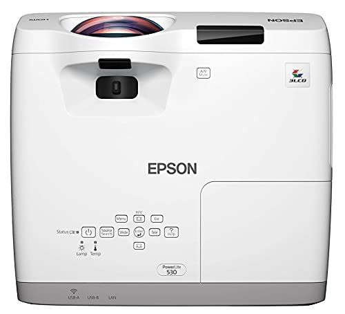 Epson PowerLite 530 XGA 3LCD Projector, White (Renewed)