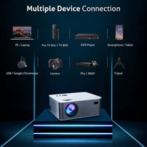NIKISHAP Projector with WiFi and Bluetooth, Small Projector 4K Outdoor Movie Projector Short Throw, Smart Phone 1080P Projector Compatible with HDMI, VGA, USB, TV Stick, iOS, Android, PC, Laptop