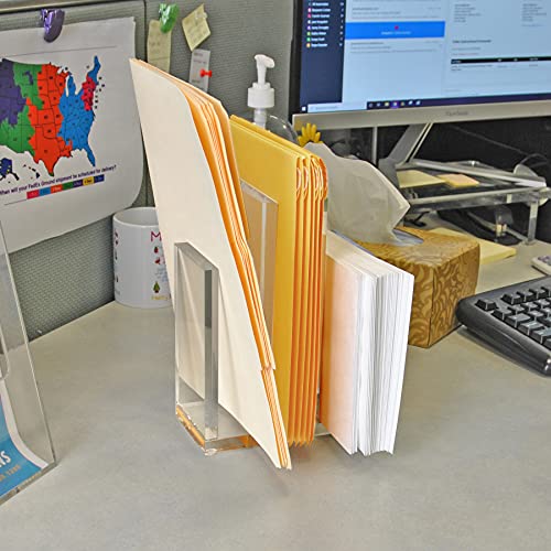 Azar Displays 255035 Clear Acrylic Bookend and Desk File Sorter File Folder Holder for Office ½” Thick Acrylic 1-Pack 255035-1PK