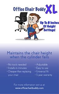 office chair buddy xl – fix your sinking office chair in minutes – up to 8 inches of height settings – no tools needed, black