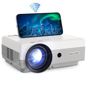 Native 1080P Projector with 5G WiFi and Bluetooth 5.0 - Caupureye Smart Movie Projector for Home & Outdoor Use, Small Proyector Compatible with iOS/Android/PC/Xbox/PS4/TV Stick