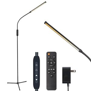 aisilan adjustable floor lamp with remote&touch control, 12w gooseneck standing lamp, 5-color&5 brightness dimmable, black reading tall pole light with timer, memory function, for living room bedroom