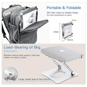 Laptop Stand, MISOTT Ergonomic Adjustable Laptop Stand, 2 in 1 Computer Stand Tablet Stand, Stand for Laptop Compatible with 10-15.6" Laptops and Tablets(Aluminum, Silver)