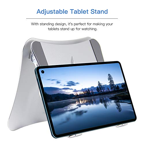 Laptop Stand, MISOTT Ergonomic Adjustable Laptop Stand, 2 in 1 Computer Stand Tablet Stand, Stand for Laptop Compatible with 10-15.6" Laptops and Tablets(Aluminum, Silver)