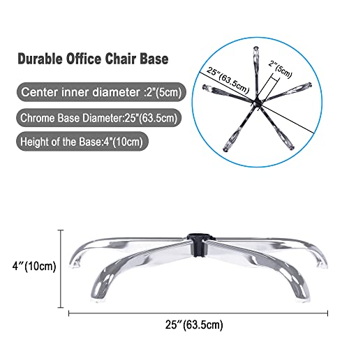 Frassie 25 Inch Office Chair Metal Base Replacement Heavy Duty 2500 Lbs Universal Computer Chair Base Part with 5 Casters