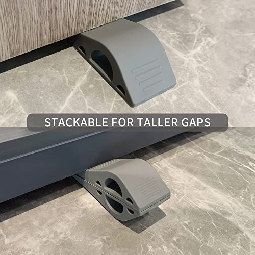 Oicozy Door Stopper, Anti-Slip Rubber Security Door Stop with Holder, Heavy Duty Doorstop, Door Wedge Stopper Works on All Floor Types, Home Improvement - 3 Pack (Gray)