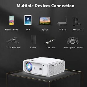 Febfoxs Projector with WiFi and Bluetooth - 1080P UHD Movie Projector with Bag, 4K, Zoom, Sleep Timer Supported, Bluetooth Projector Compatible w/Laptop/Smart Phone/PS5