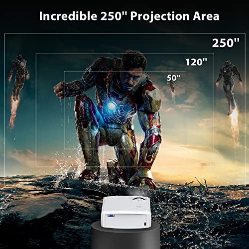 Febfoxs Projector with WiFi and Bluetooth - 1080P UHD Movie Projector with Bag, 4K, Zoom, Sleep Timer Supported, Bluetooth Projector Compatible w/Laptop/Smart Phone/PS5