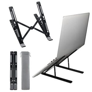 emome laptop stand for desk black, adjustable height multi-angle stand, portable foldable laptop holder for smaller than 16 inches computer stand