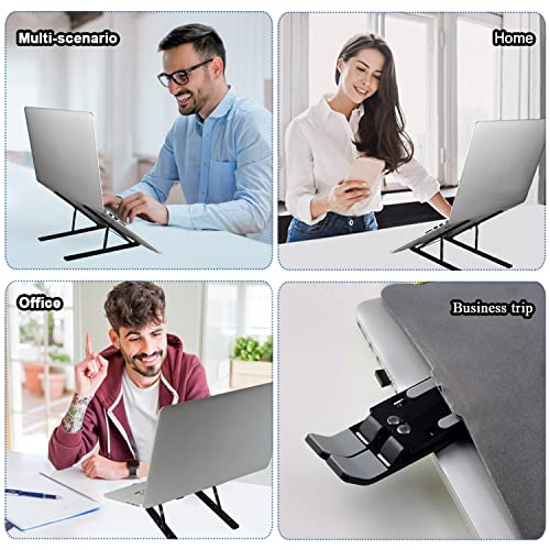 EMOME Laptop Stand for Desk Black, Adjustable Height Multi-Angle Stand, Portable Foldable Laptop Holder for Smaller Than 16 inches Computer Stand