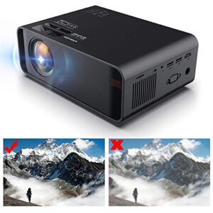 Video Projector, 800x480P 1500 Brightness 1000:1 Contrast HD LED Movie Projector Support Red Blue 3D, Mini Portable Projector Home Theater Support Dual USB/HDMI/VGA/AV/KTV(Black)