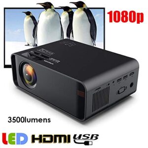 Video Projector, 800x480P 1500 Brightness 1000:1 Contrast HD LED Movie Projector Support Red Blue 3D, Mini Portable Projector Home Theater Support Dual USB/HDMI/VGA/AV/KTV(Black)