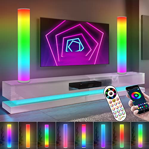 2 Pack Led Floor Lamp, Color Changing Standing Corner Lamps, Cool Light Kids Floor Lamp Work with Remote, Smart Dimmable Lighting Decoration Floor Lamps for Living Room, Bedroom and Gaming Room