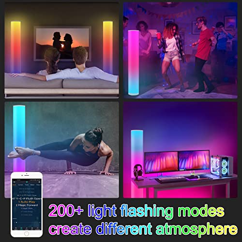 2 Pack Led Floor Lamp, Color Changing Standing Corner Lamps, Cool Light Kids Floor Lamp Work with Remote, Smart Dimmable Lighting Decoration Floor Lamps for Living Room, Bedroom and Gaming Room