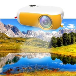 WiFi Blue-Tooth Projector, Native 1080P HD Projector 14-100 inch Projection Screen Home Video Projector, Portable Wireless Projector Compatible with Computer/Mobile Phone/Tablet/USB Flash (Yellow)