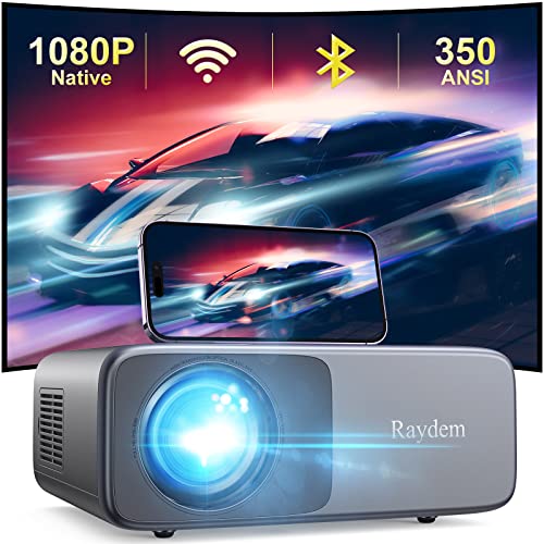 Native 1080P 350ANSI 13000L 5G WiFi and Bluetooth 5.0 Projector Raydem Video Outdoor Movie LED Projector Supports 4K, HD, Compatible with TV Stick,Phone to Enjoy Home Theater