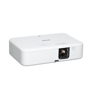2022 new upgrade epson epiqvision flex co-fh02 full hd 1080p smart streaming portable projector, 3-chip 3lcd, 3,000 lumen color/white brightness, android tv, bluetooth, 5w speaker, home entertainment