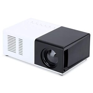 mini portable projector, hd hifi audio home theater projector, manual roller focus, support 1080p, full true color home multimedia video projector, gift(negro)