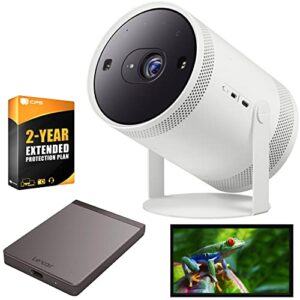 samsung the freestyle projector (sp-lsp3blaxza) bundle with lexar sl200 512gb portable ssd, 2yr cps protection pack and 120″ screen