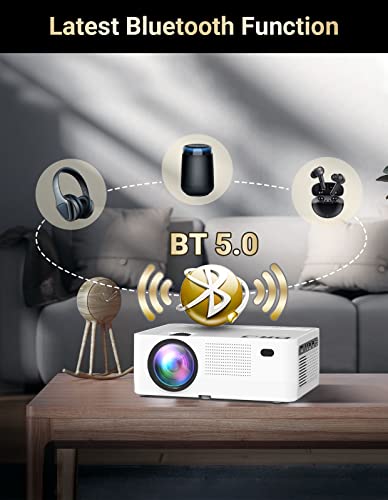 5G WiFi Bluetooth Projector, Full HD Native 1080P Projector 9500Lumens with Wireless Mirroring Screen, Compatible with TV Stick/HDMI/DVD Player/AV for Theater Movies [120" Projector Screen Included]