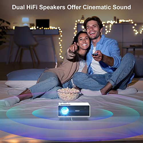 FUDONI Projector with 5G WiFi and Bluetooth, 2023 Upgraded Portable Movie Outdoor 1080P Full HD 400 ANSI Lumen Projector 4K Supported, Home Theater Media Video Projector for Phone/PC/USB/TV Stick/PS5