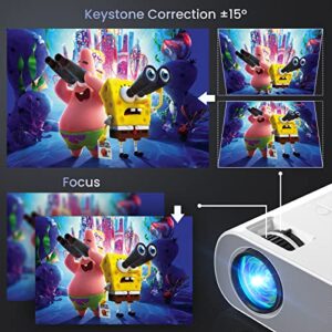 HOMPOW Projector, Native 1080P Full HD Bluetooth Projector with Speaker, 9500 Lumens Outdoor Portable Movie Mini Projector Compatible with Laptop, Smartphone, TV Stick, Xbox, PS5