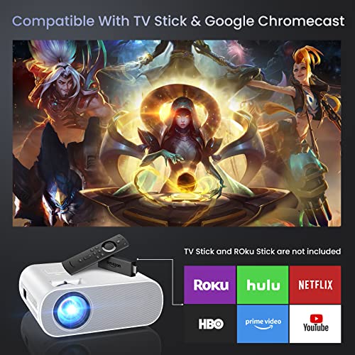 HOMPOW Projector, Native 1080P Full HD Bluetooth Projector with Speaker, 9500 Lumens Outdoor Portable Movie Mini Projector Compatible with Laptop, Smartphone, TV Stick, Xbox, PS5