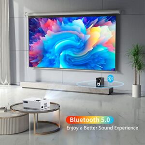 5G WiFi Bluetooth Native 1080P Projector, Roconia 12000LM Full HD Movie Projector, 300" Display Support 4k Home Theater,Compatible with iOS/Android/XBox/PS4/TV Stick/HDMI/USB (White)